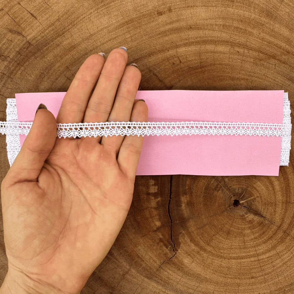 Renda de algodão branca - Largura: 1,0 Centímetros - 10 Metros